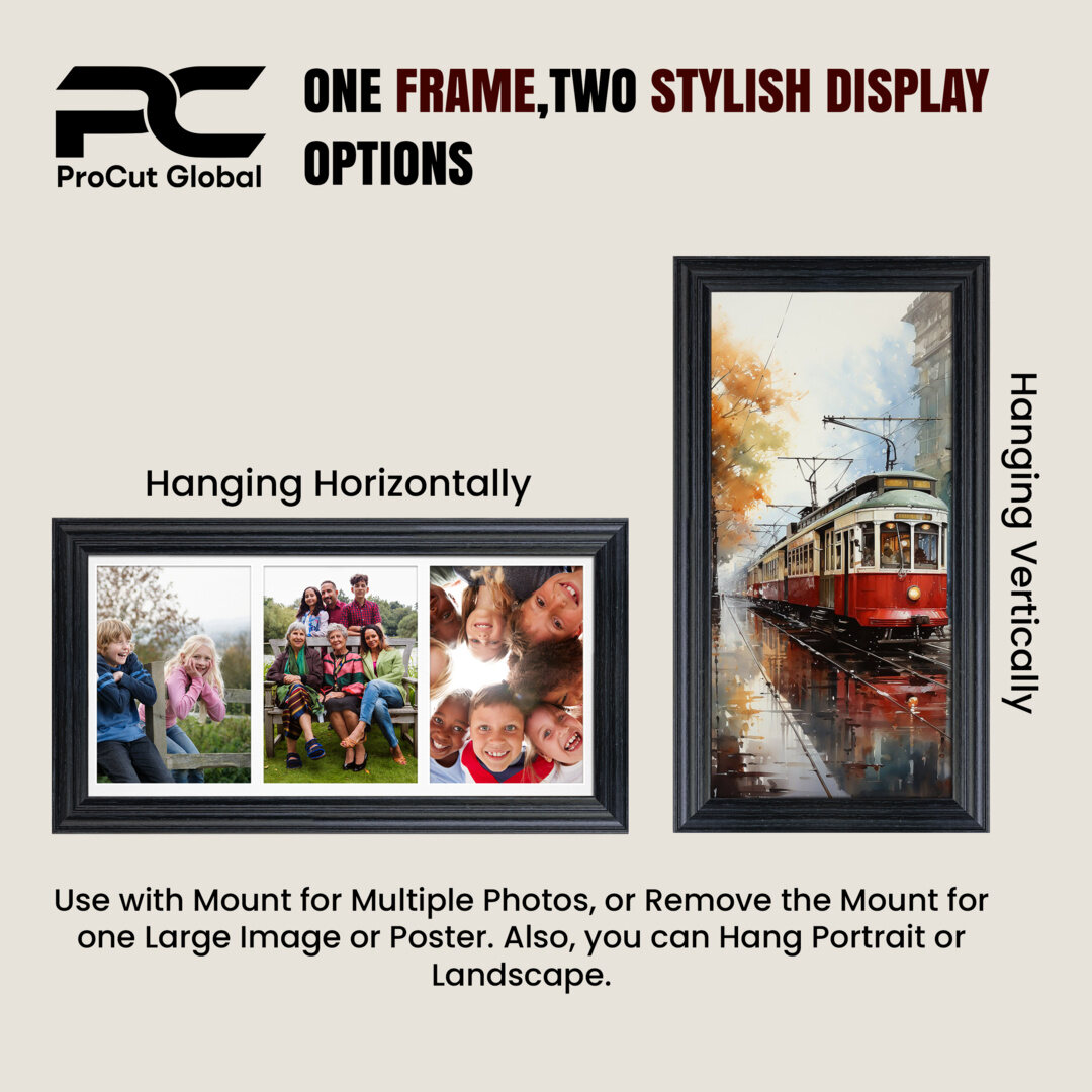 16x8" Green Classic Multi Aperture Photo Frame - Fits 7x5" (x3) Photos | Collage Frame thumbnail 4