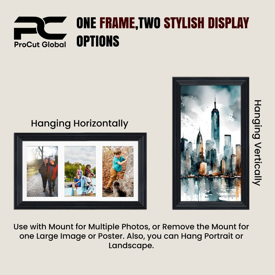 40x20cm Walnut Classic Multi Aperture Photo Frame Holds 6x4" (x3) Photos With Antique White Mount | Modern Collage Frame thumbnail 4