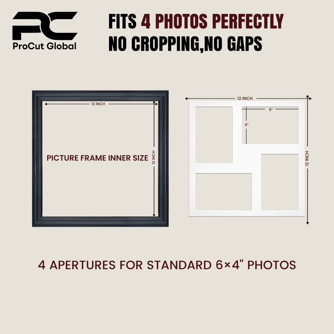12x12" Red Classic Multi Aperture Photo Frame - Fits 6x4" (x4) Photos | Collage Frame thumbnail 3