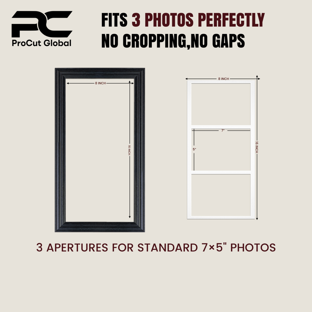 16x8" Rose Wood Classic Multi Aperture Photo Frame - Fits 7x5" (x3) Photos | Collage Frame thumbnail 3