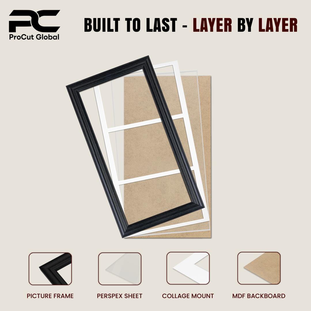 16x8" Classic Gold Multi Aperture Photo Frame - Fits 7x5" (x3) Photos | Collage Frame thumbnail 5