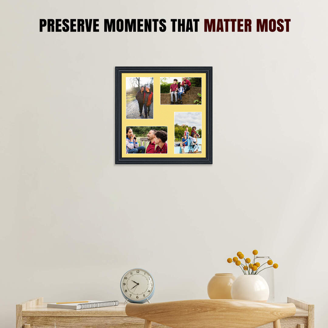 12x12" Classic Black Multi Aperture Photo Frame - Fits 6x4" (x4) Photos | Collage Frame thumbnail 2