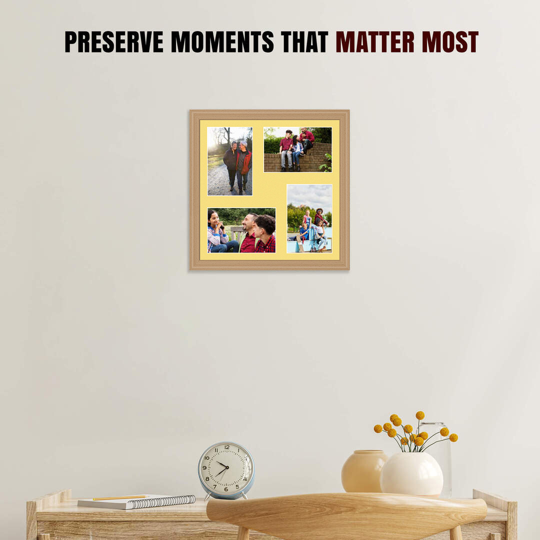 12x12" Classic Country Pine Multi Aperture Photo Frame - Fits 6x4" (x4) Photos | Collage Frame thumbnail 2