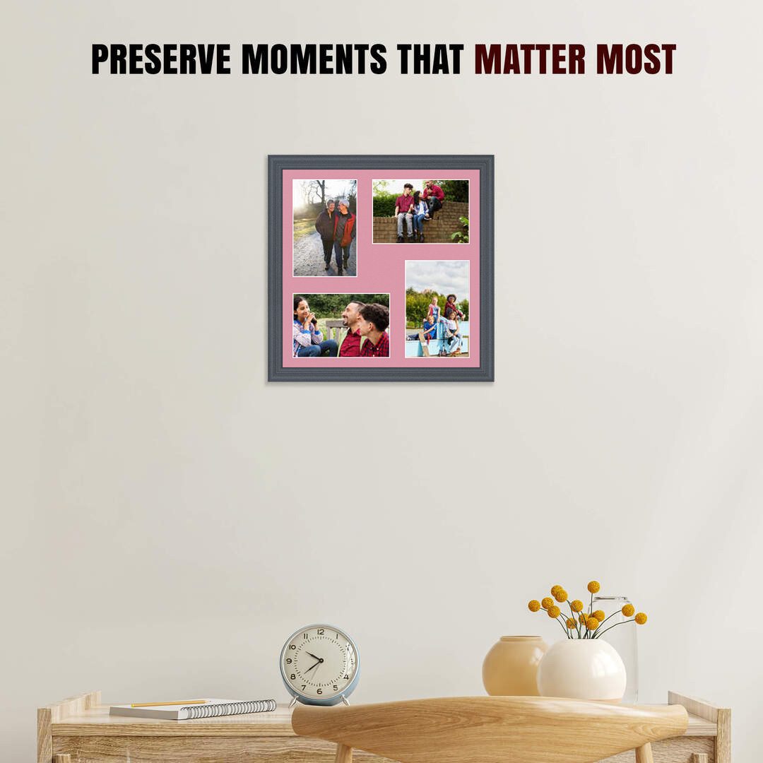 12x12" Dark Grey Classic Multi Aperture Photo Frame - Fits 6x4" (x4) Photos | Collage Frame thumbnail 2