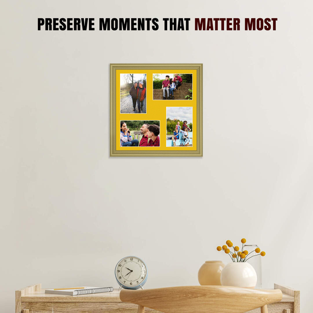 12x12" Gold Classic Multi Aperture Photo Frame - Fits 6x4" (x4) Photos | Collage Frame thumbnail 2