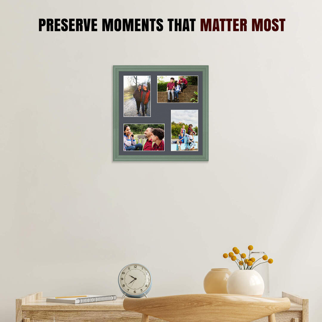 12x12" Green Classic Multi Aperture Photo Frame - Fits 6x4" (x4) Photos | Collage Frame thumbnail 2