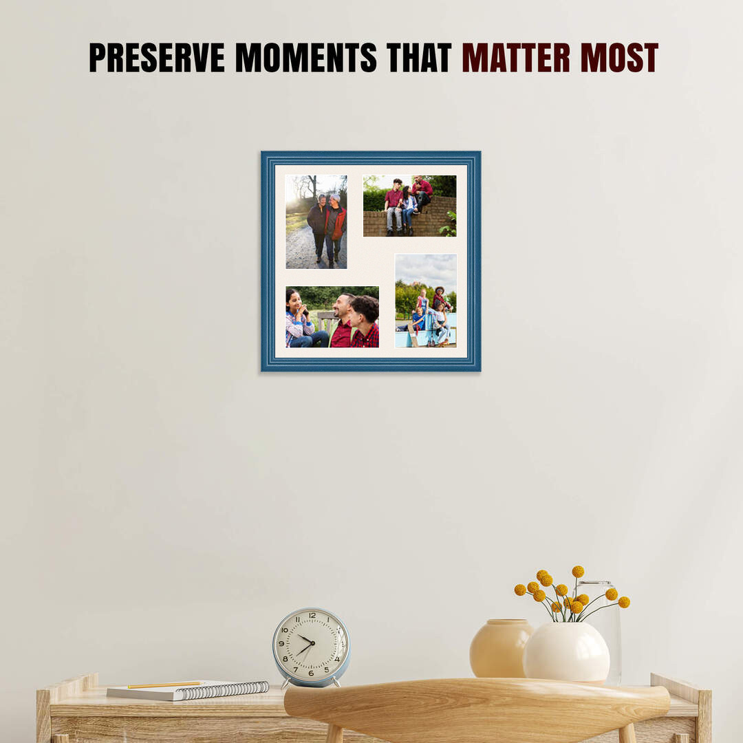 12x12" Navy Blue Classic Multi Aperture Photo Frame - Fits 6x4" (x4) Photos | Collage Frame thumbnail 2