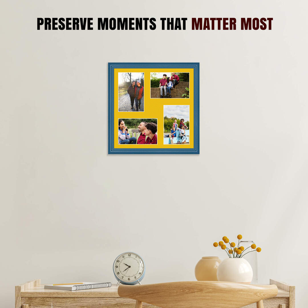 12x12" Navy Blue Classic Multi Aperture Photo Frame - Fits 6x4" (x4) Photos | Collage Frame thumbnail 2
