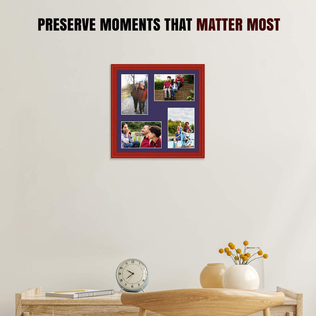 12x12" Classic Red Multi Aperture Photo Frame - Fits 6x4" (x4) Photos | Collage Frame thumbnail 2