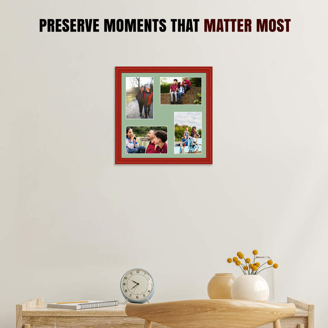 12x12" Red Classic Multi Aperture Photo Frame - Fits 6x4" (x4) Photos | Collage Frame thumbnail 2