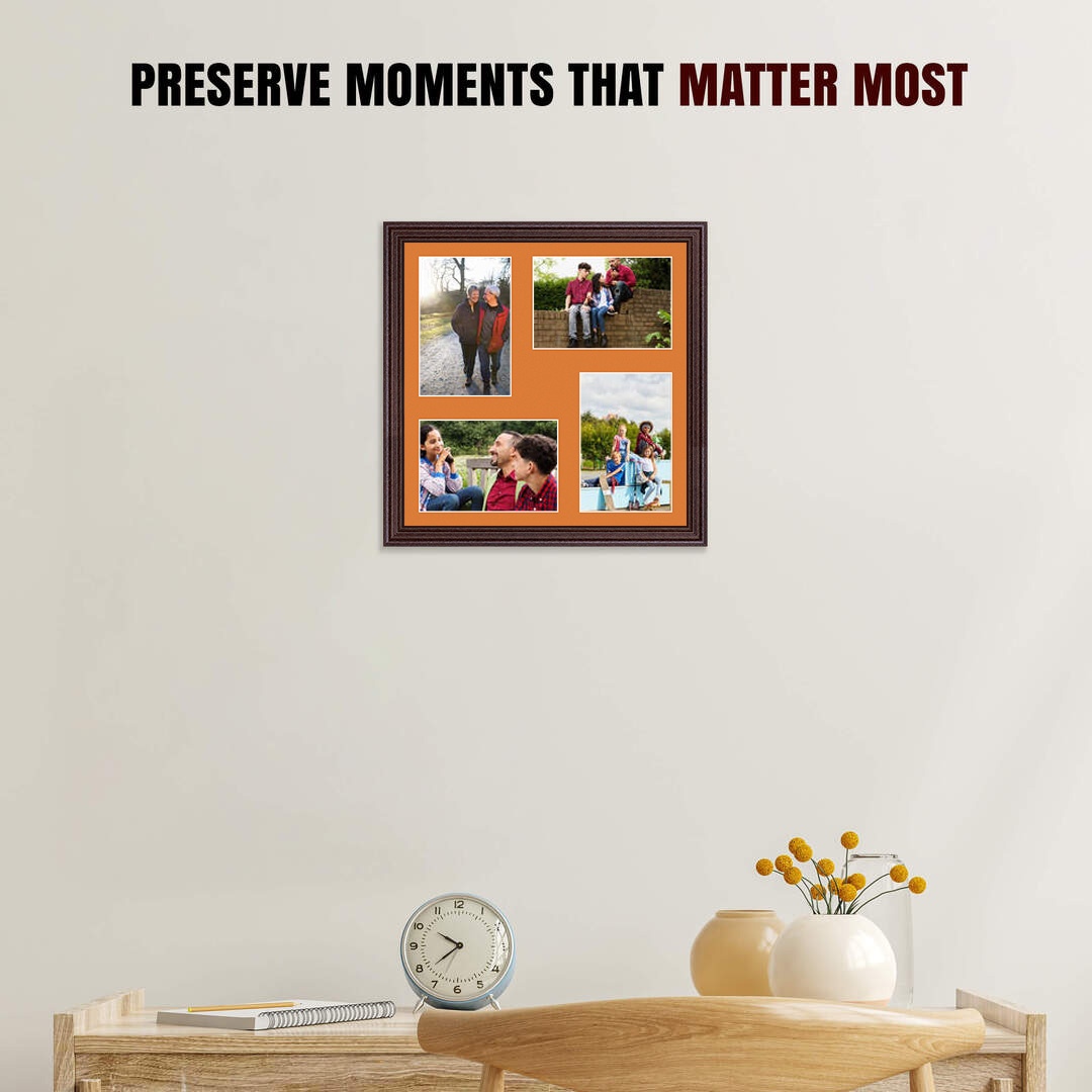 12x12" Rose Wood Classic Multi Aperture Photo Frame - Fits 6x4" (x4) Photos | Collage Frame thumbnail 2