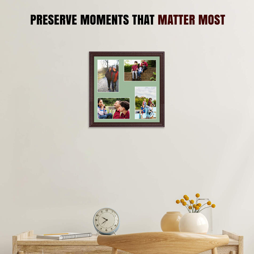 12x12" Rose Wood Classic Multi Aperture Photo Frame - Fits 6x4" (x4) Photos | Collage Frame thumbnail 2
