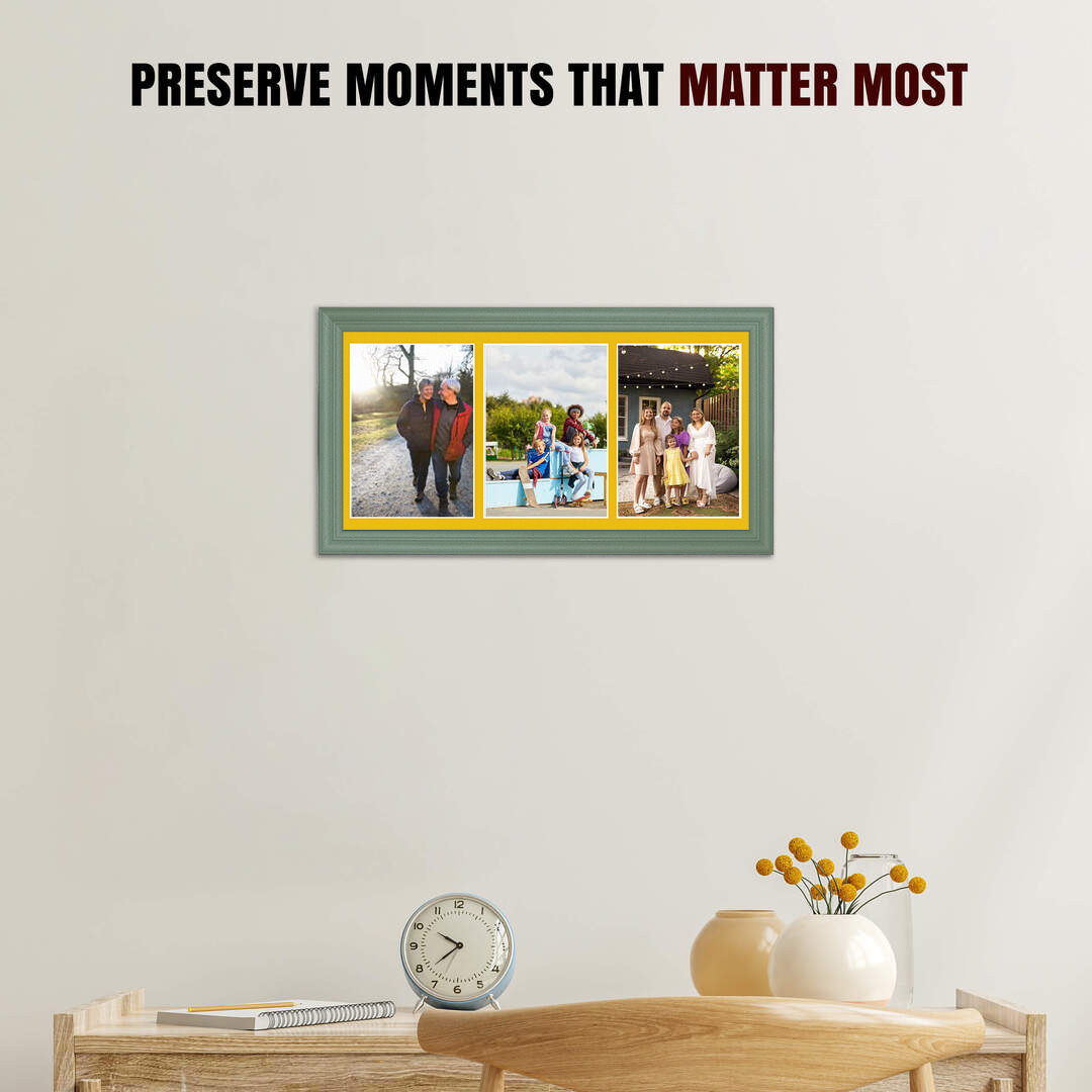 16x8" Classic Green Multi Aperture Photo Frame - Fits 7x5" (x3) Photos | Collage Frame thumbnail 2
