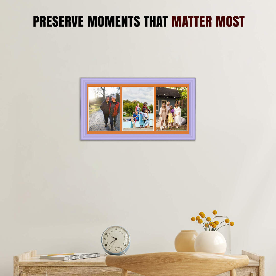 16x8" Classic Purple Multi Aperture Photo Frame - Fits 7x5" (x3) Photos | Collage Frame thumbnail 2