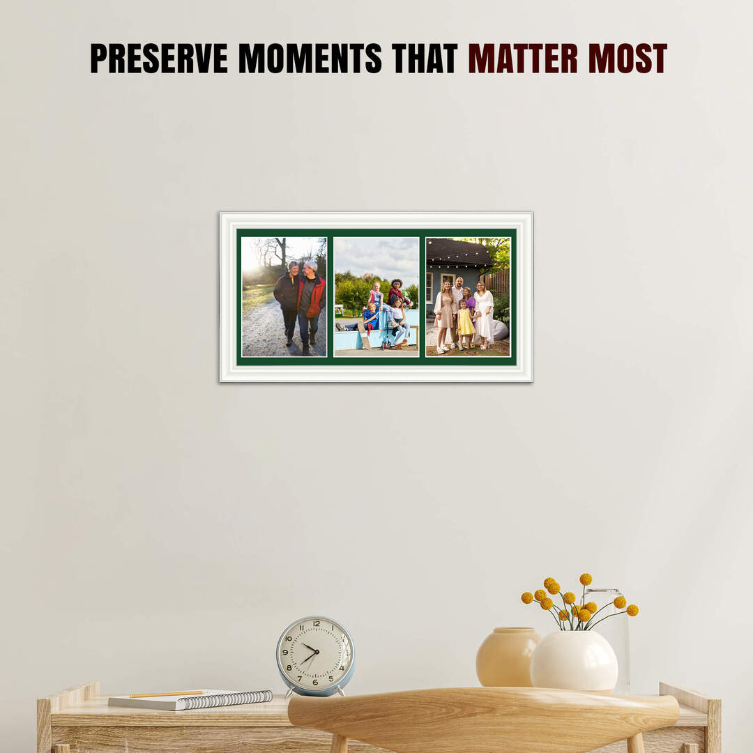 16x8" White Classic Multi Aperture Photo Frame - Fits 7x5" (x3) Photos | Collage Frame thumbnail 2