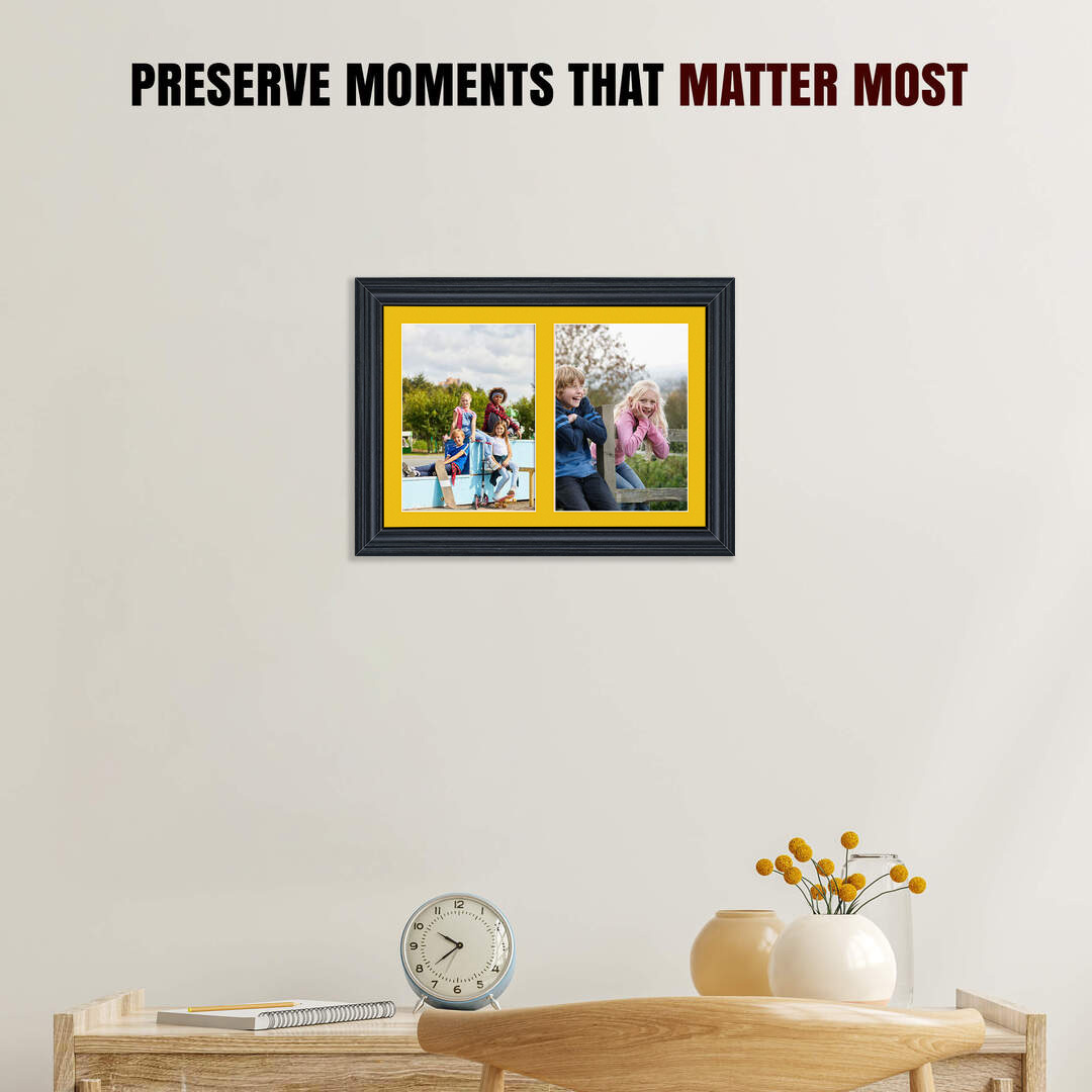 20x14" Classic Black Multi Aperture Photo Frame - Fits A4 (x2) Photos | Collage Frame thumbnail 2