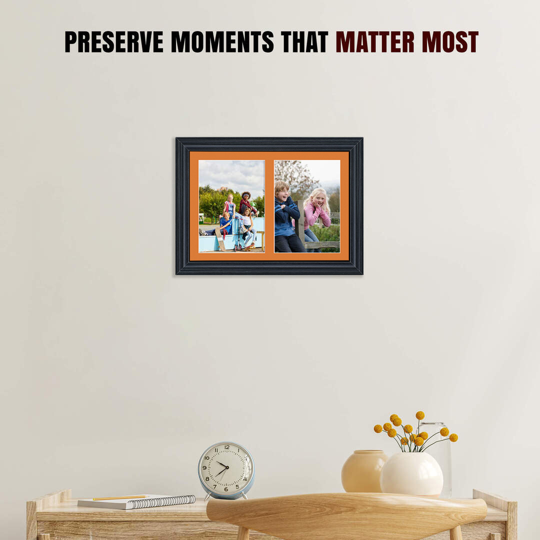 20x14" Black Classic Multi Aperture Photo Frame - Fits A4 (x2) Photos | Collage Frame thumbnail 2