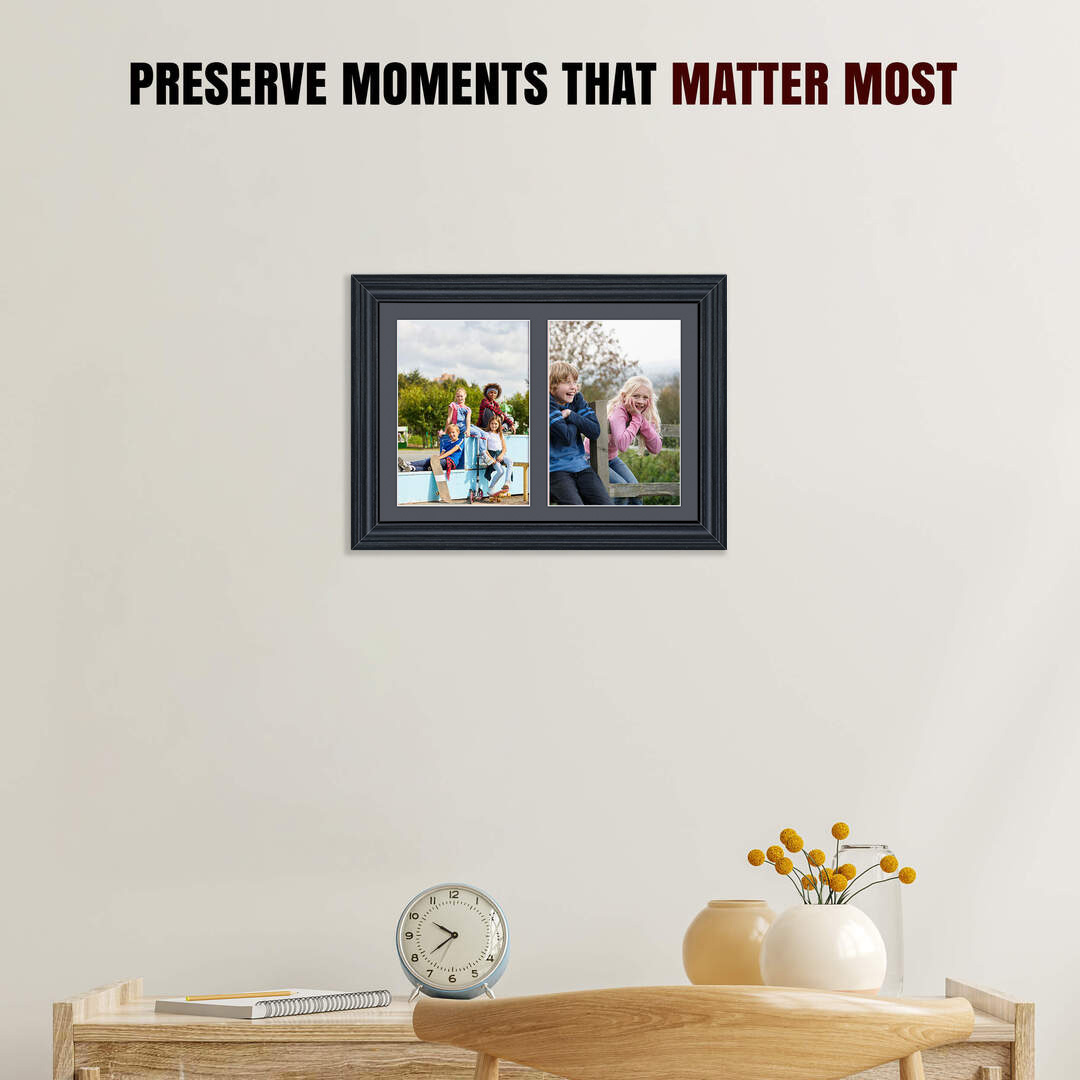 20x14" Black Classic Multi Aperture Photo Frame - Fits A4 (x2) Photos | Collage Frame thumbnail 2
