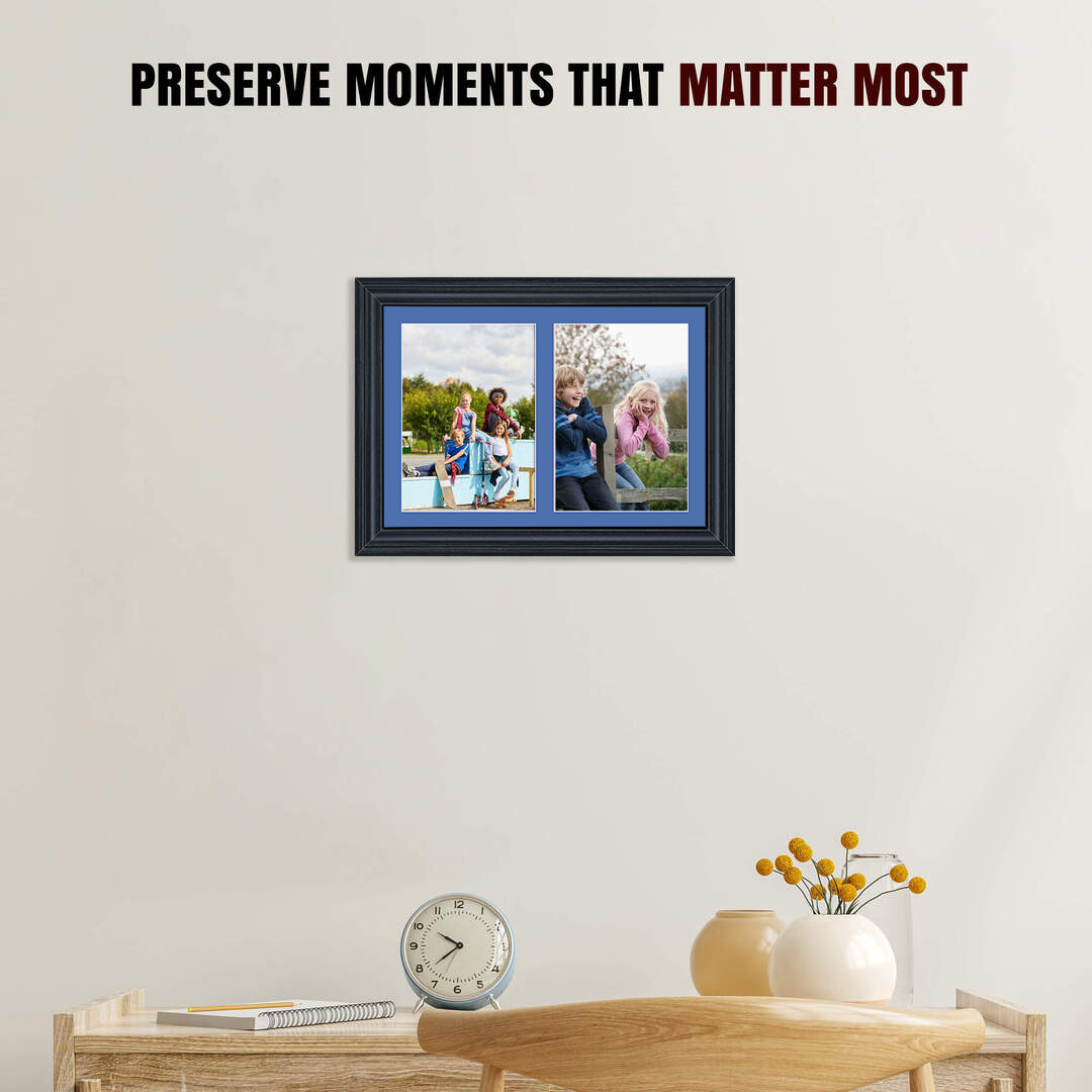 20x14" Black Classic Multi Aperture Photo Frame - Fits A4 (x2) Photos | Collage Frame thumbnail 2