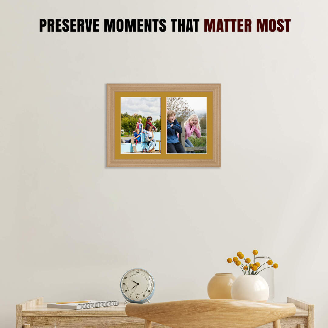 20x14" Country Pine Classic Multi Aperture Photo Frame - Fits A4 (x2) Photos | Collage Frame thumbnail 2
