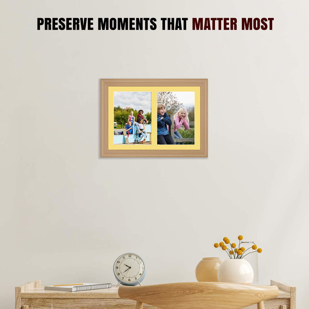 20x14" Classic Country Pine Multi Aperture Photo Frame - Fits A4 (x2) Photos | Collage Frame thumbnail 2