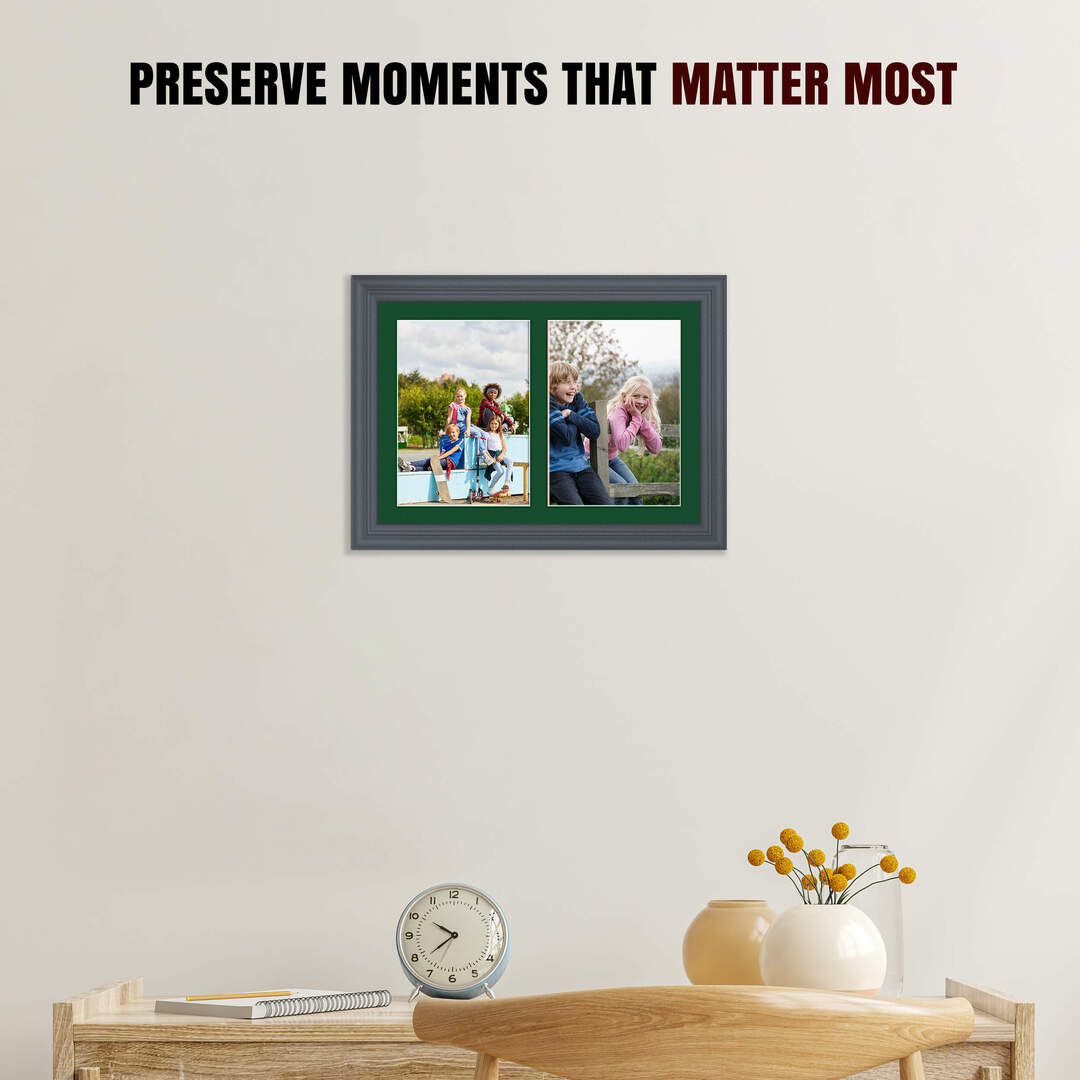 20x14" Dark Grey Classic Multi Aperture Photo Frame - Fits A4 (x2) Photos | Collage Frame thumbnail 2