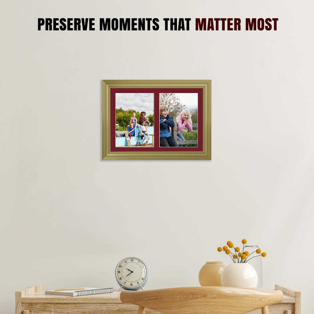 20x14" Gold Classic Multi Aperture Photo Frame - Fits A4 (x2) Photos | Collage Frame thumbnail 2