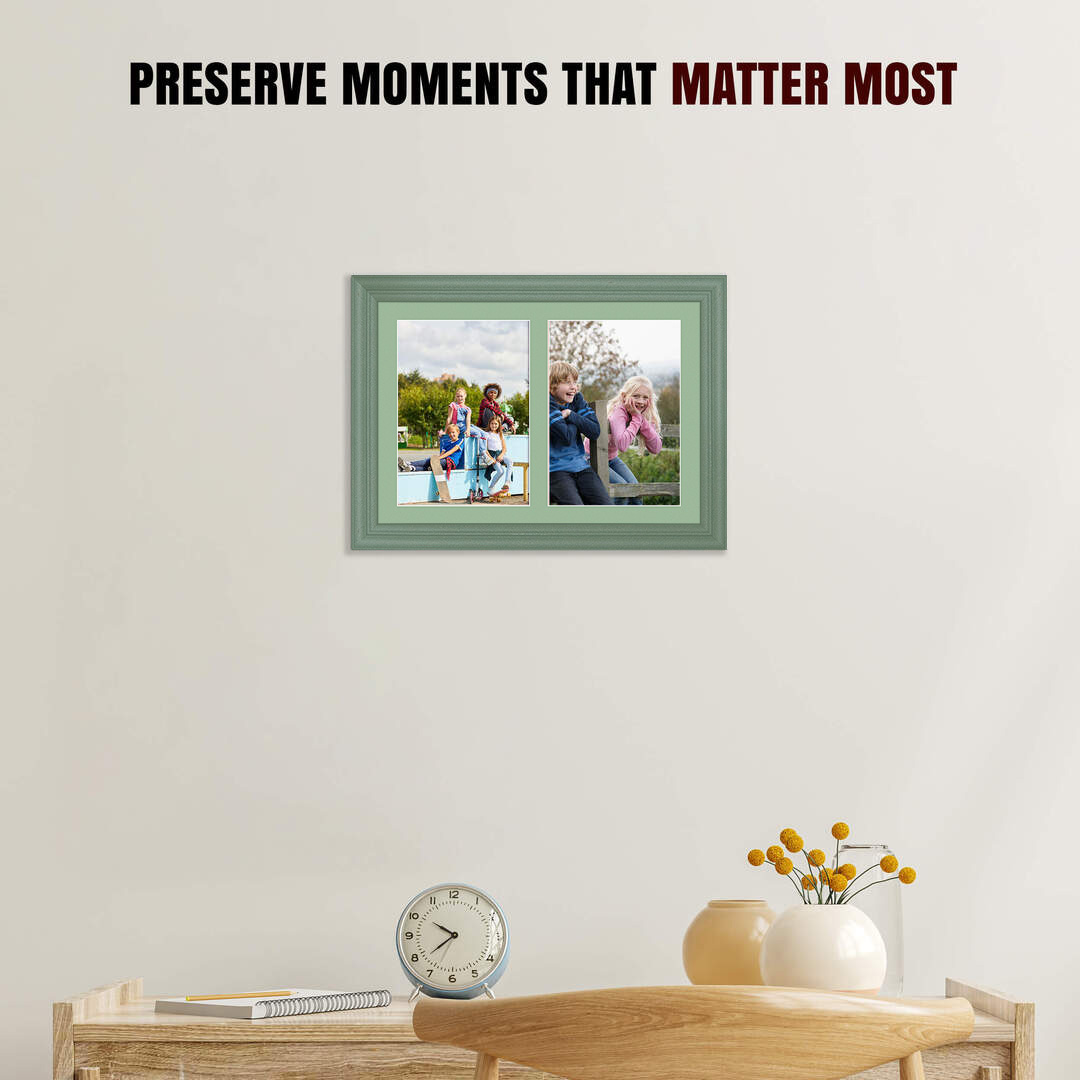 20x14" Classic Green Multi Aperture Photo Frame - Fits A4 (x2) Photos | Collage Frame thumbnail 2