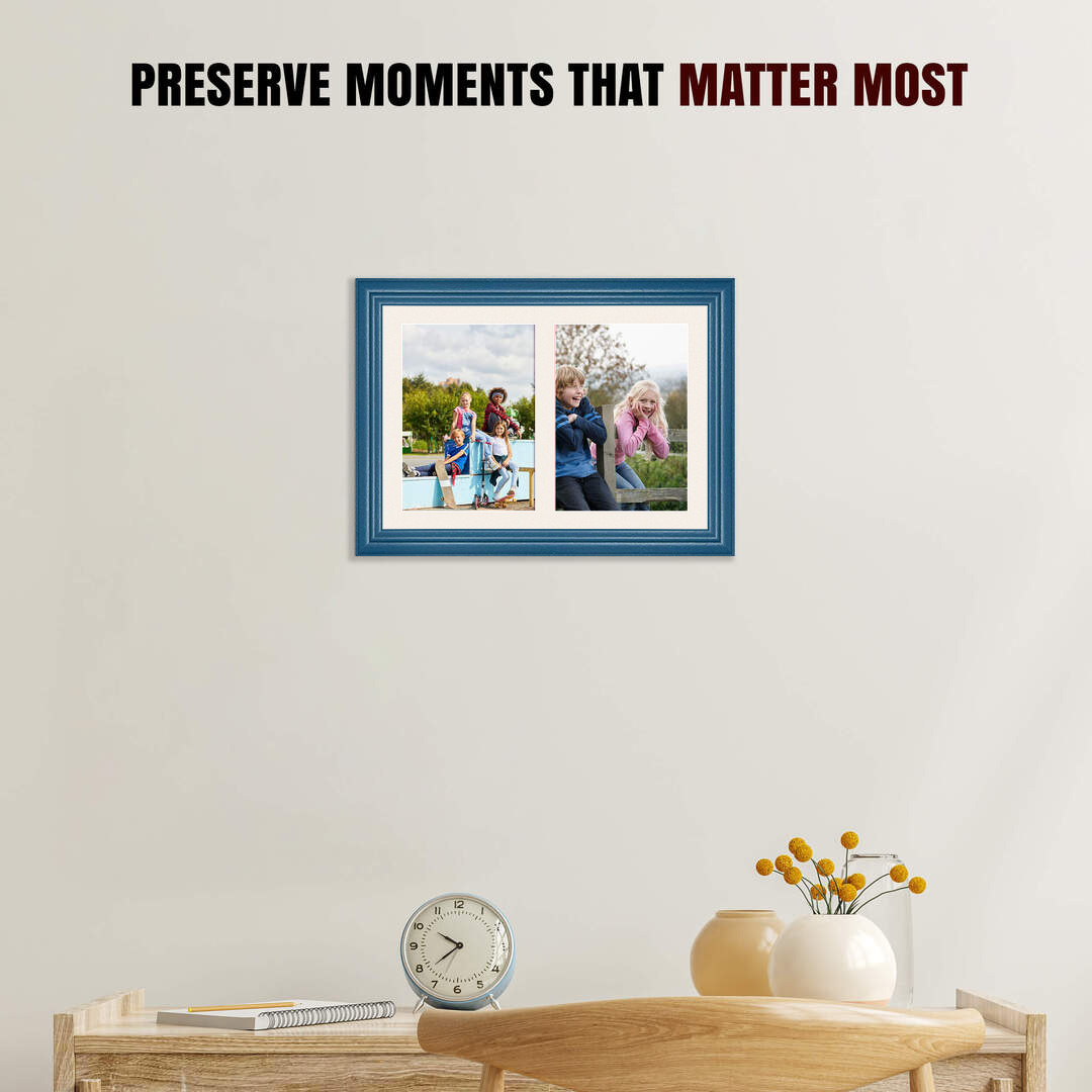 20x14" Navy Blue Classic Multi Aperture Photo Frame - Fits A4 (x2) Photos | Collage Frame thumbnail 2