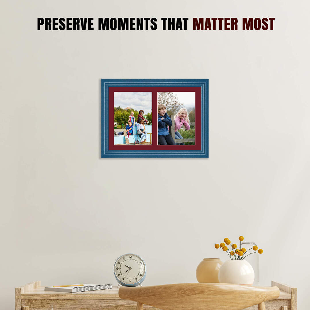 20x14" Classic Navy Blue Multi Aperture Photo Frame - Fits A4 (x2) Photos | Collage Frame thumbnail 2