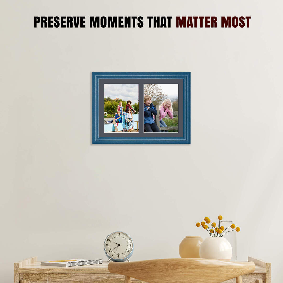 20x14" Navy Blue Classic Multi Aperture Photo Frame - Fits A4 (x2) Photos | Collage Frame thumbnail 2