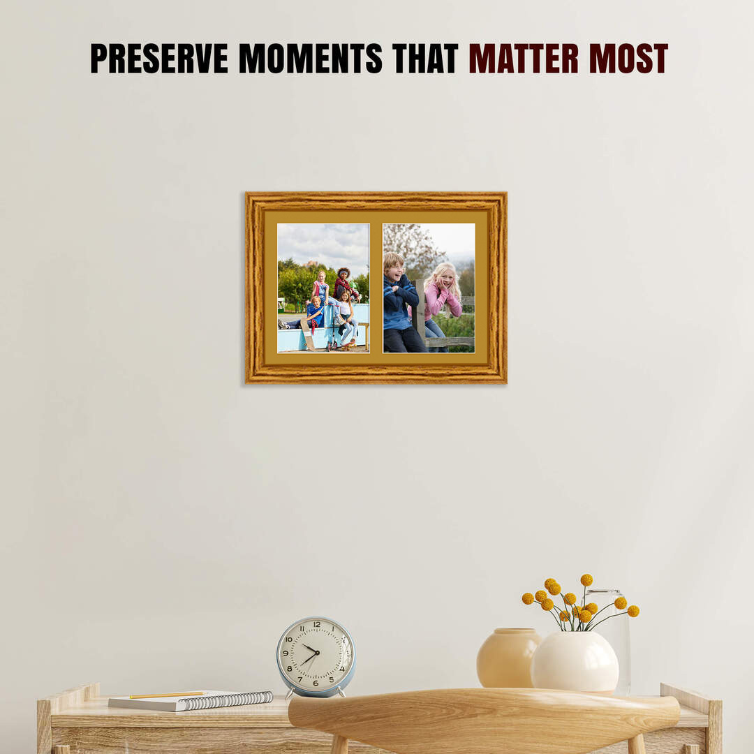 20x14" Oak Classic Multi Aperture Photo Frame - Fits A4 (x2) Photos | Collage Frame thumbnail 2