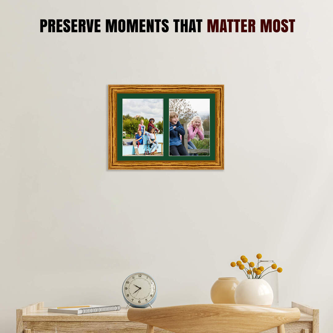 20x14" Oak Classic Multi Aperture Photo Frame - Fits A4 (x2) Photos | Collage Frame thumbnail 2