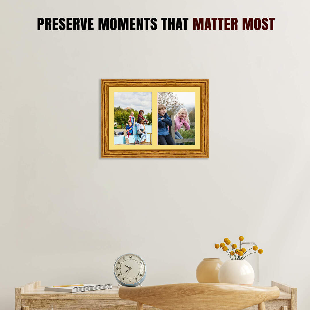 20x14" Oak Classic Multi Aperture Photo Frame - Fits A4 (x2) Photos | Collage Frame thumbnail 2