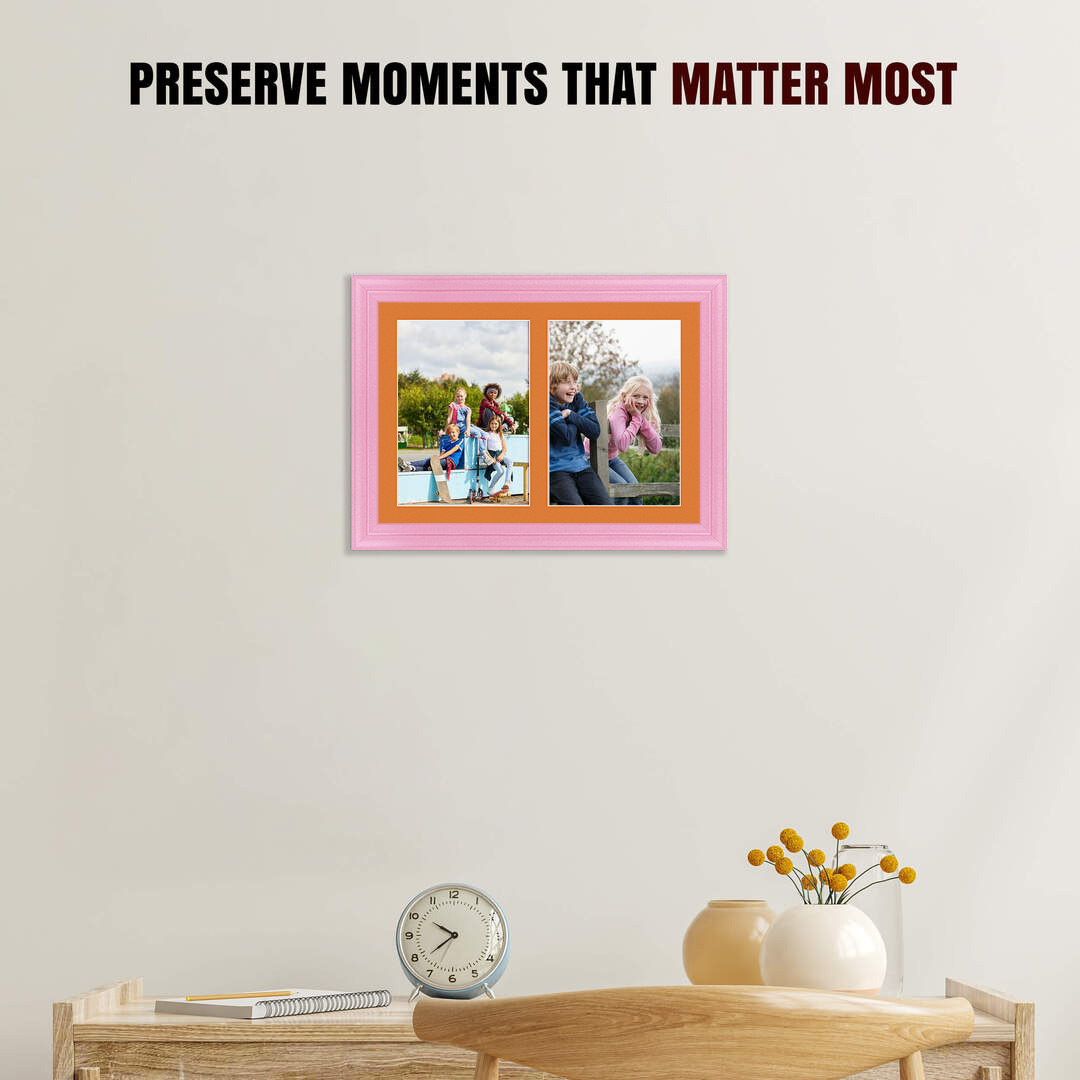 20x14" Classic Pastel Pink Multi Aperture Photo Frame - Fits A4 (x2) Photos | Collage Frame thumbnail 2