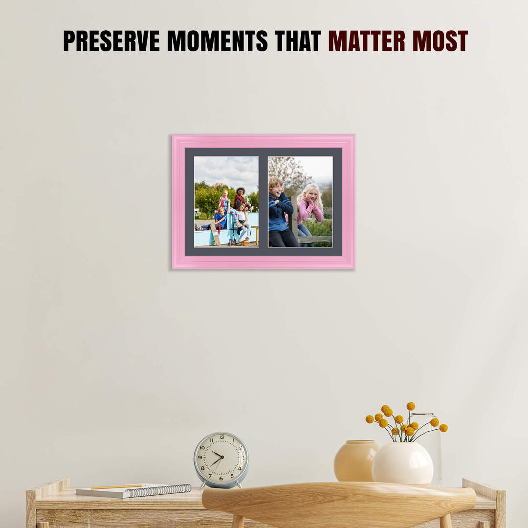 20x14" Pastel Pink Classic Multi Aperture Photo Frame - Fits A4 (x2) Photos | Collage Frame thumbnail 2