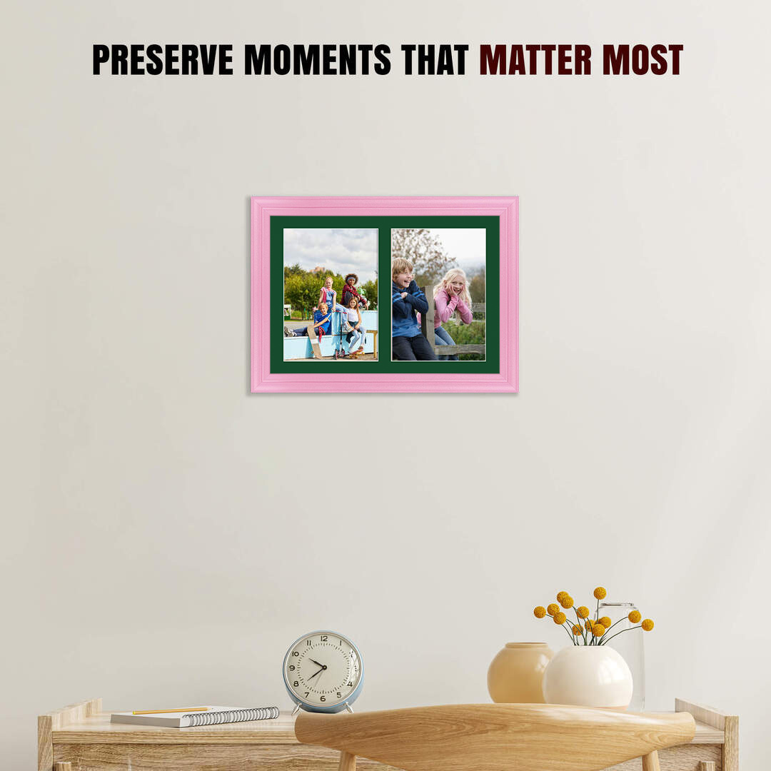 20x14" Pastel Pink Classic Multi Aperture Photo Frame - Fits A4 (x2) Photos | Collage Frame thumbnail 2