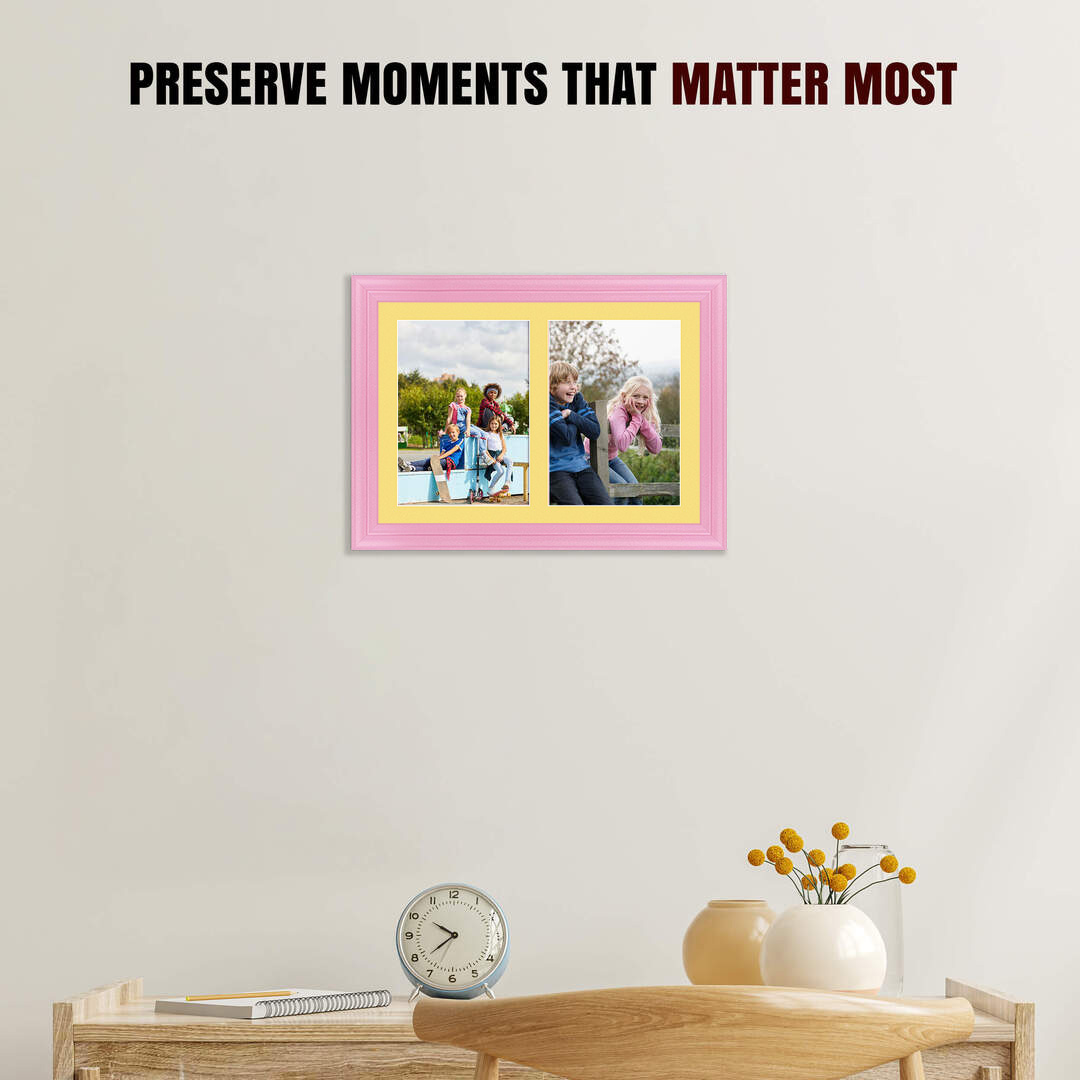 20x14" Classic Pastel Pink Multi Aperture Photo Frame - Fits A4 (x2) Photos | Collage Frame thumbnail 2