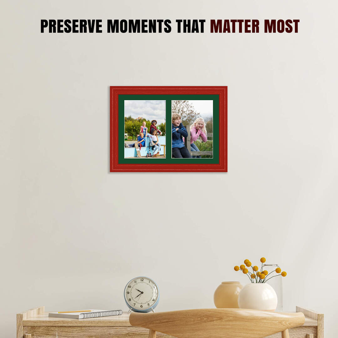 20x14" Classic Red Multi Aperture Photo Frame - Fits A4 (x2) Photos | Collage Frame thumbnail 2