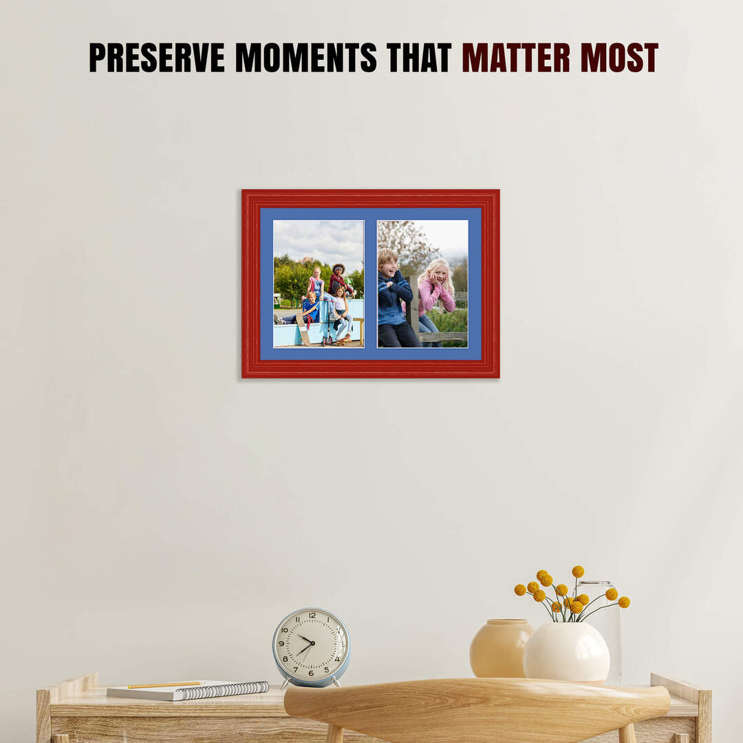 20x14" Classic Red Multi Aperture Photo Frame - Fits A4 (x2) Photos | Collage Frame thumbnail 2