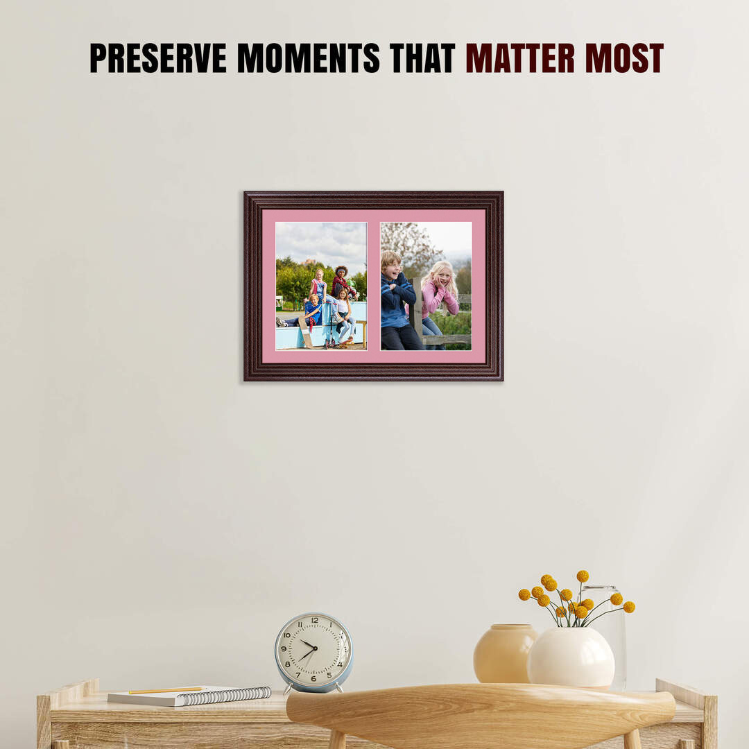 20x14" Classic Rose Wood Multi Aperture Photo Frame - Fits A4 (x2) Photos | Collage Frame thumbnail 2