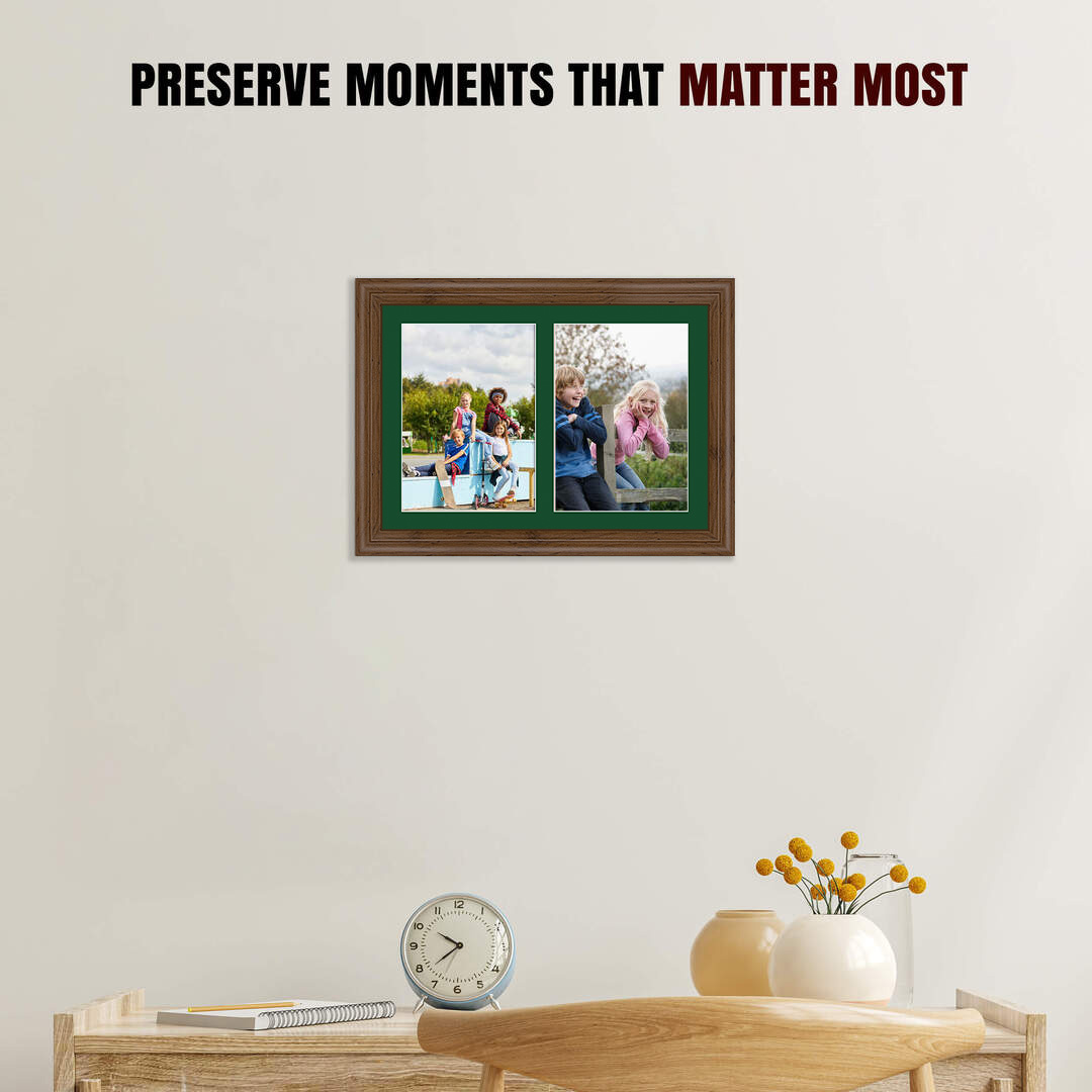 20x14" Classic Walnut Multi Aperture Photo Frame - Fits A4 (x2) Photos | Collage Frame thumbnail 2