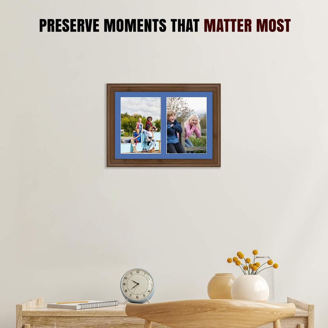 20x14" Classic Walnut Multi Aperture Photo Frame - Fits A4 (x2) Photos | Collage Frame thumbnail 2