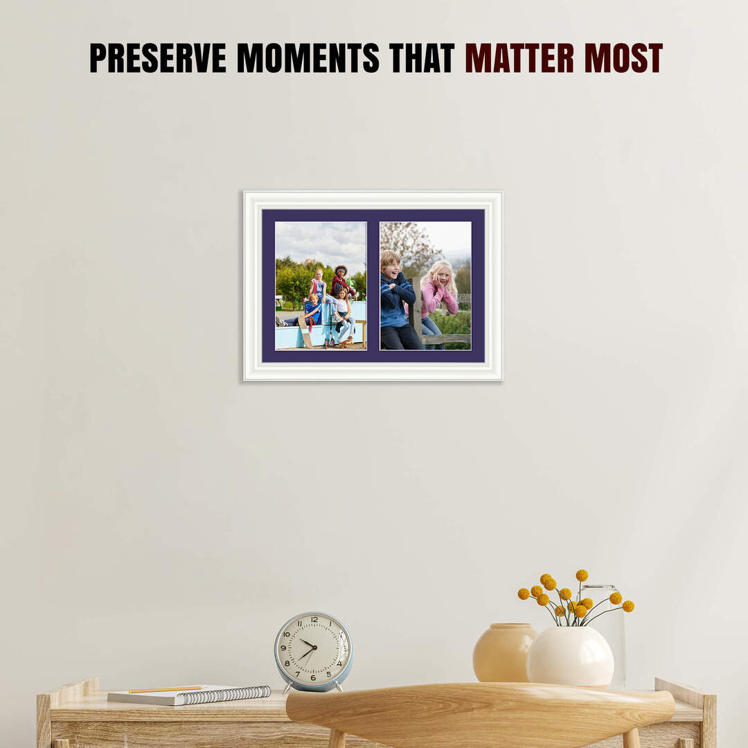 20x14" White Classic Multi Aperture Photo Frame - Fits A4 (x2) Photos | Collage Frame thumbnail 2
