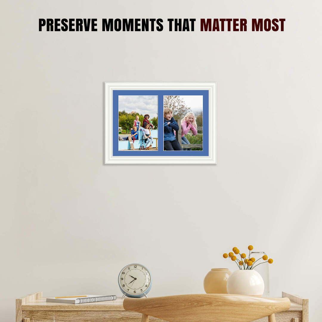 20x14" White Classic Multi Aperture Photo Frame - Fits A4 (x2) Photos | Collage Frame thumbnail 2