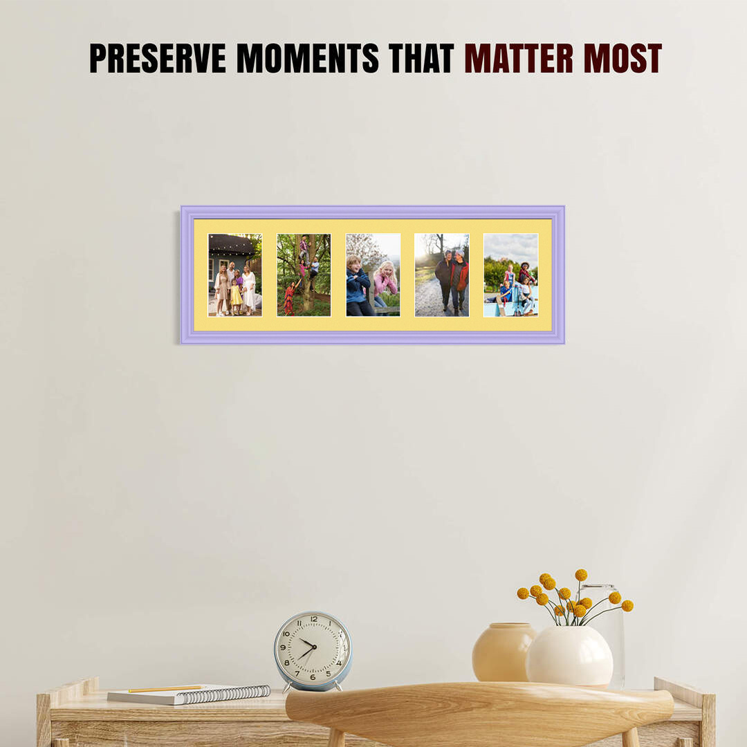 26x8" Classic Purple Multi Aperture Photo Frame - Fits 6x4" (x5) Photos | Collage Frame thumbnail 2