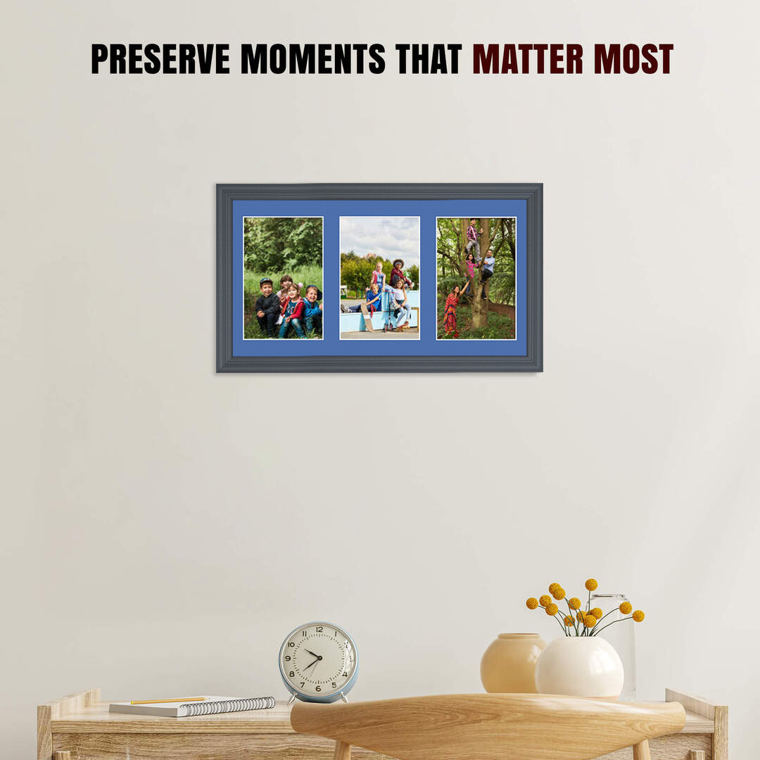 40x20cm Classic Dark Grey Multi Aperture Photo Frame - Fits 6x4" (x3) Photos | Collage Frame thumbnail 2