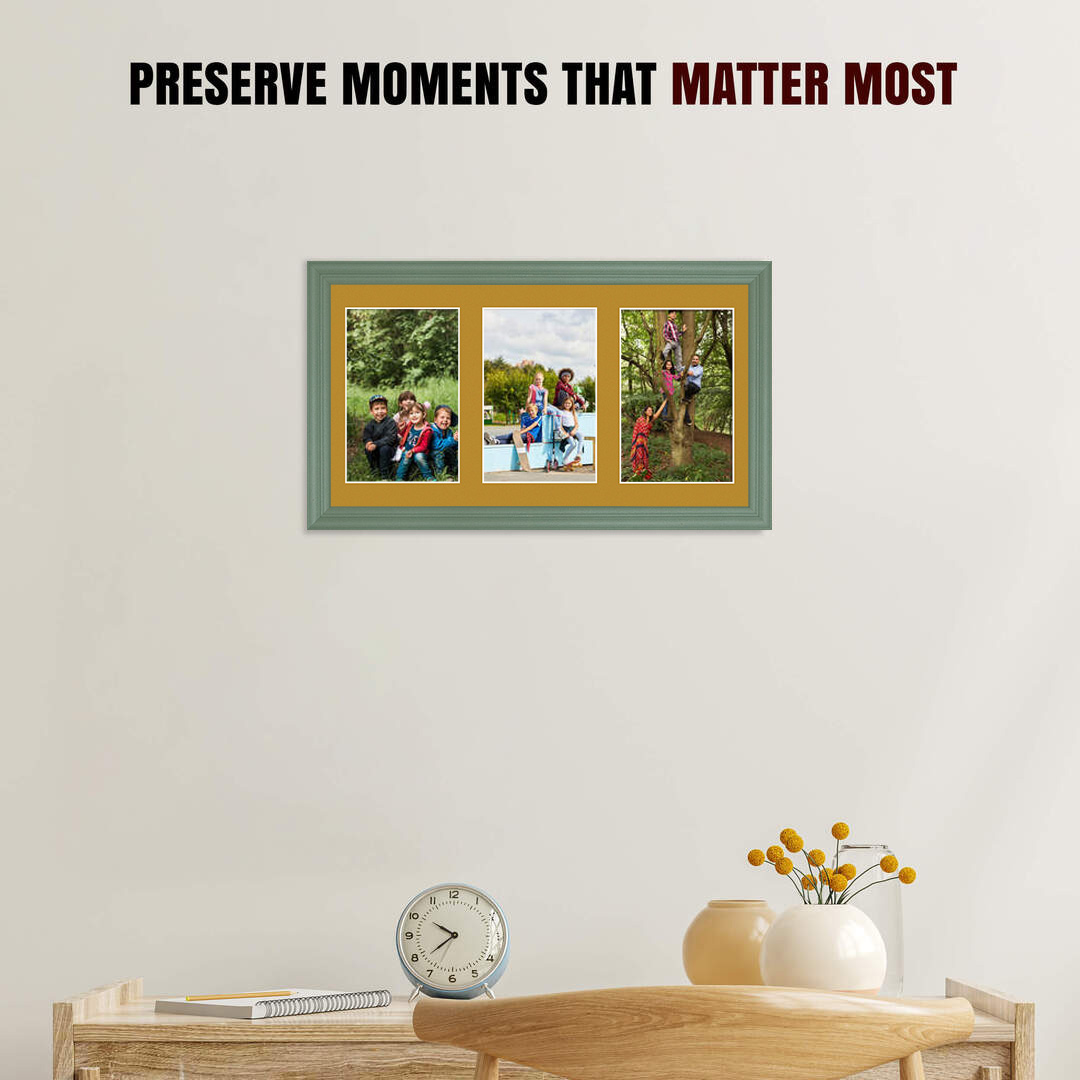 40x20cm Green Classic Multi Aperture Photo Frame - Fits 6x4" (x3) Photos | Collage Frame thumbnail 2