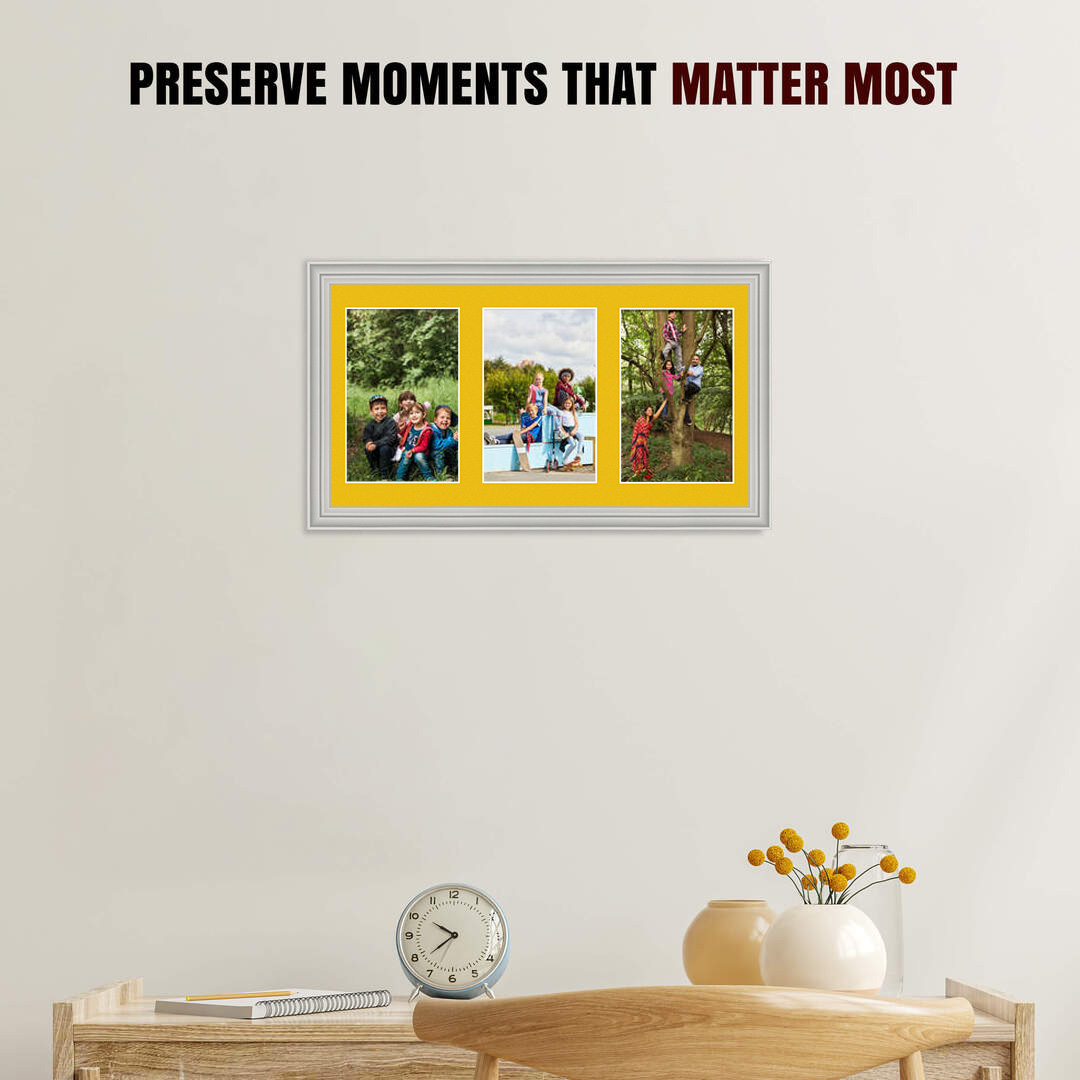 40x20cm Light Grey Classic Multi Aperture Photo Frame - Fits 6x4" (x3) Photos | Collage Frame thumbnail 2