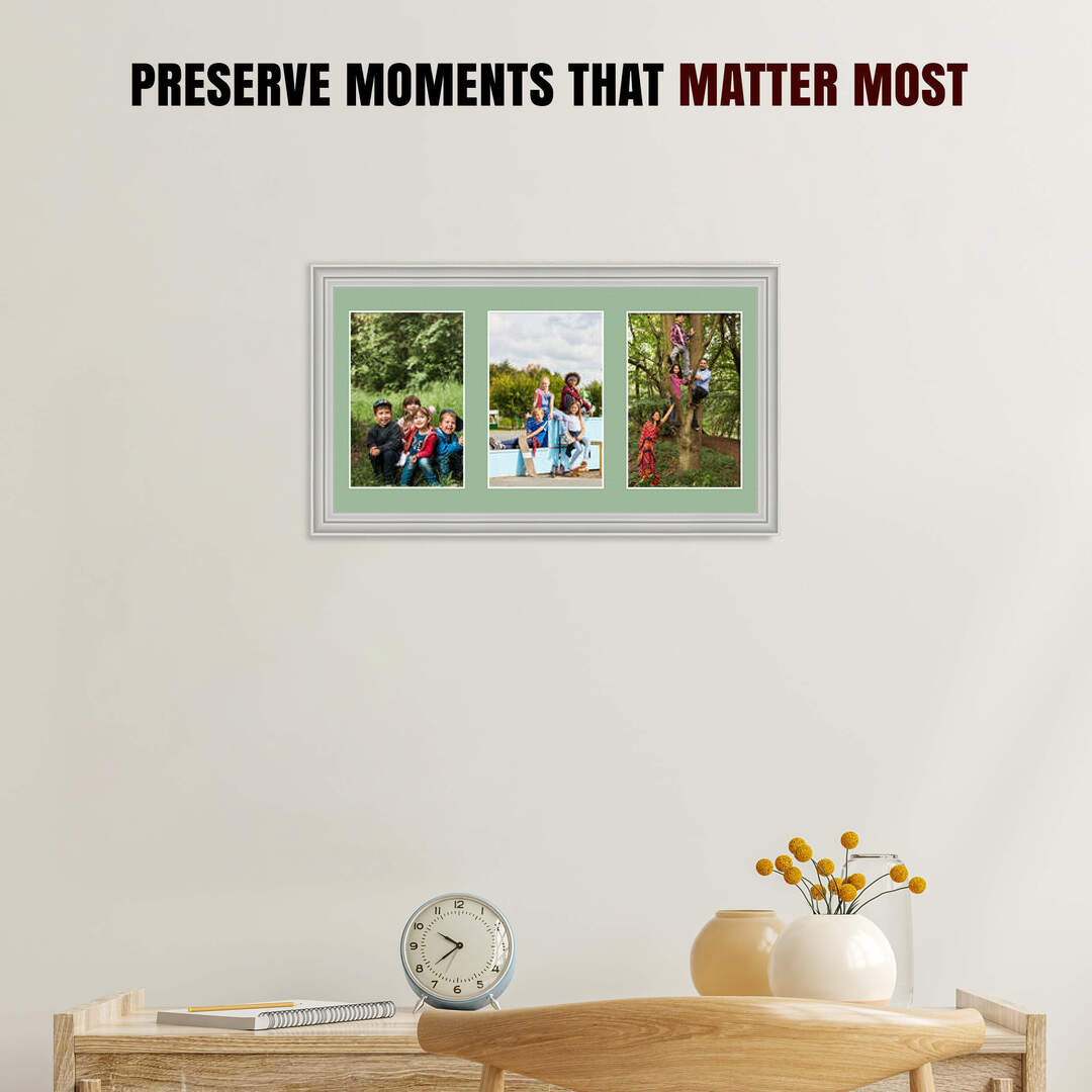 40x20cm Light Grey Classic Multi Aperture Photo Frame - Fits 6x4" (x3) Photos | Collage Frame thumbnail 2
